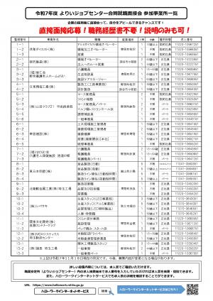 よりいジョブセンター合同就職面接会 裏