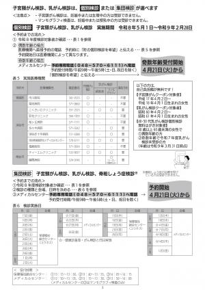 子宮頸がん検診、乳がん検診、骨粗しょう症検診