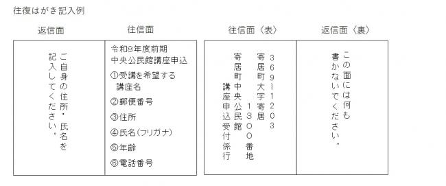 R8前期講座往復はがき記入例