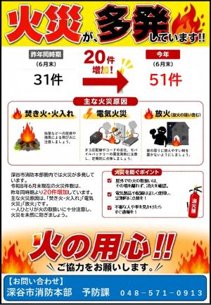 火災が多発しています!!