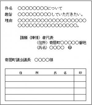 請願 陳情書の作成方法について 寄居町公式ホームページ