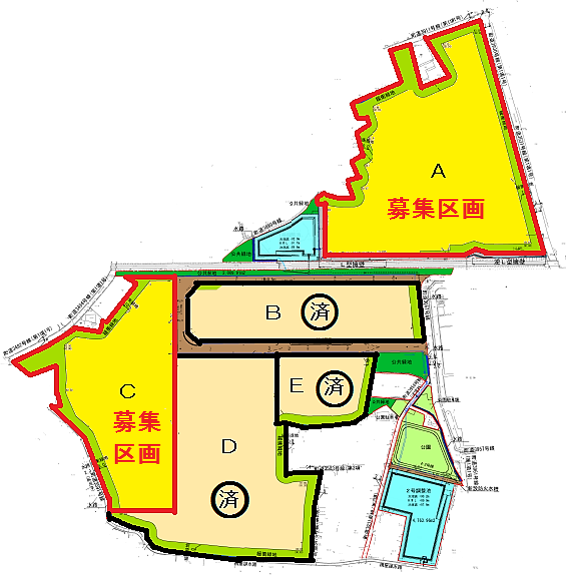 寄居桜沢産業団地の第2次募集区画を示す図