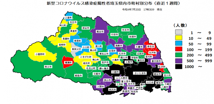 埼玉県内の感染状況の図
